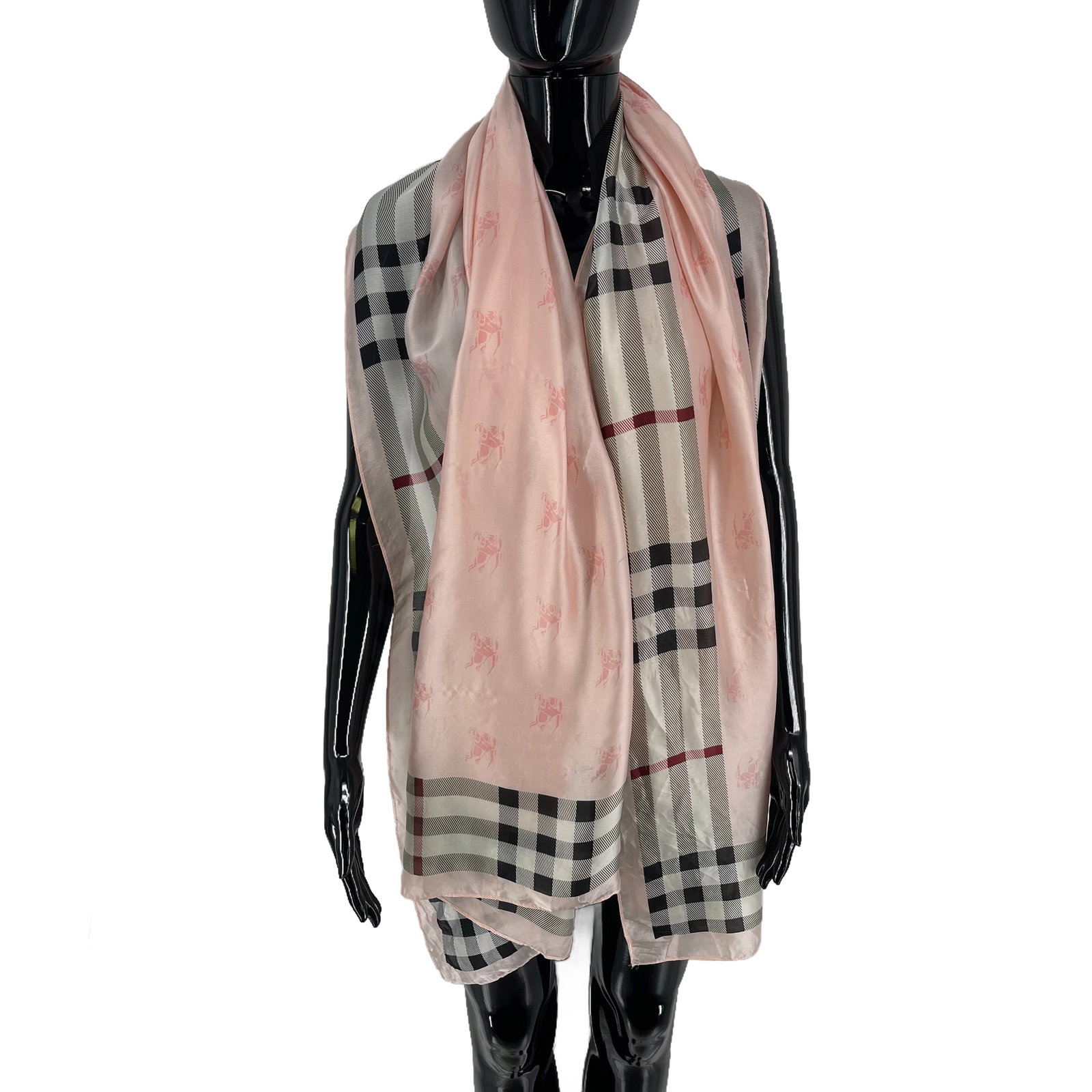 Burberry Pink Plaid 100% Silk Scarf - 3