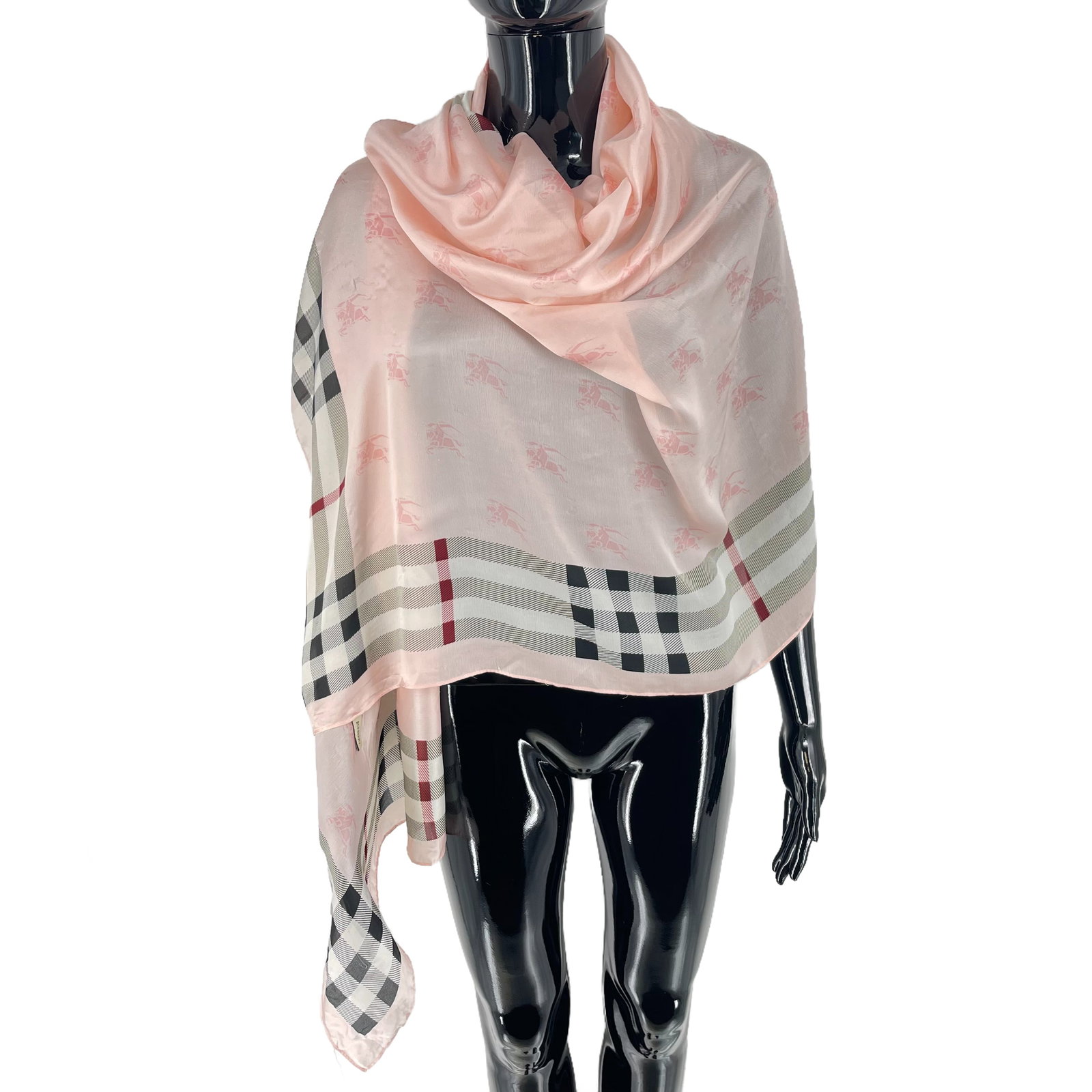 Burberry Pink Plaid 100% Silk Scarf - 4