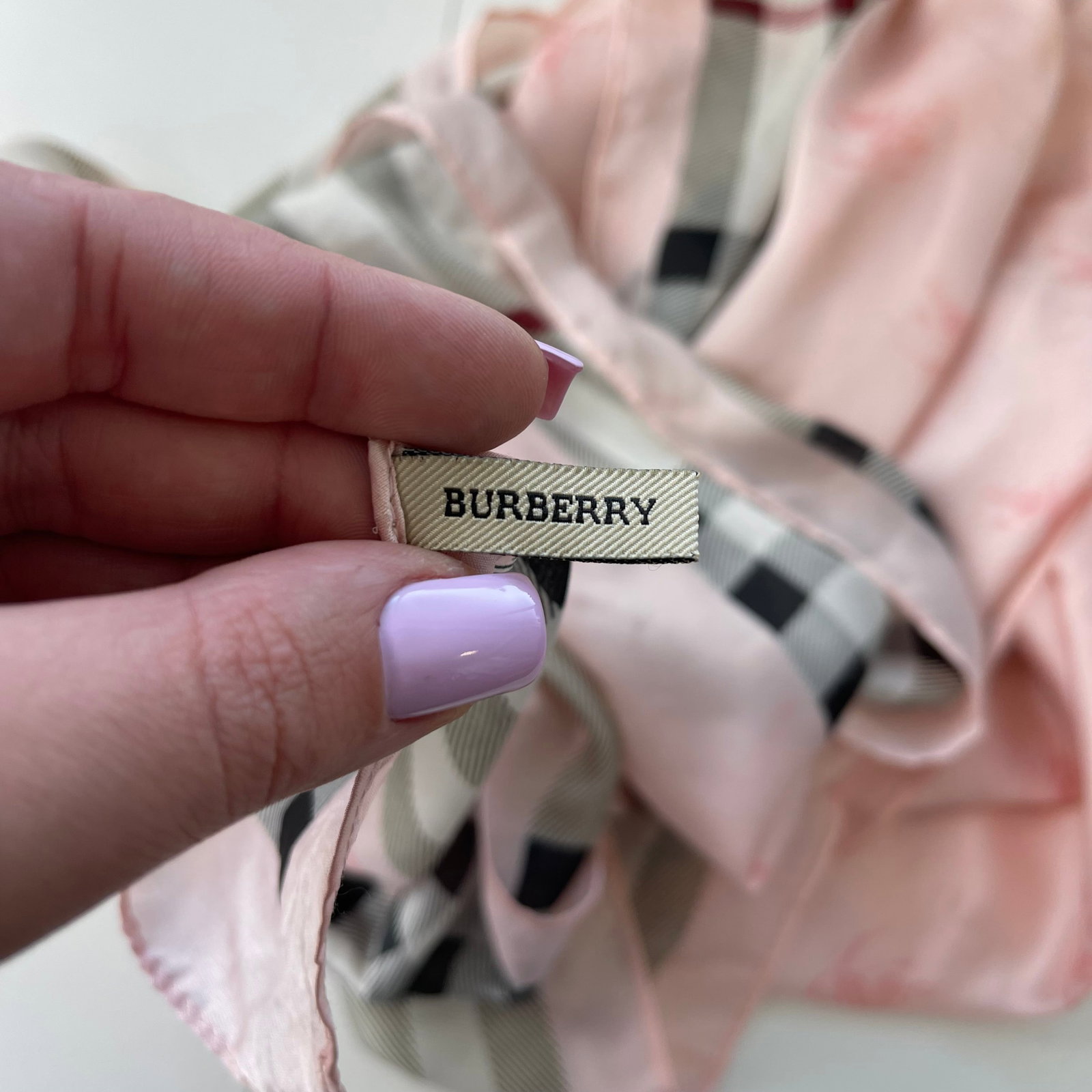 Burberry Pink Plaid 100% Silk Scarf - 6