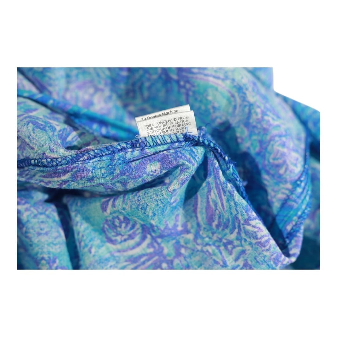 Antica Sartoria Blue Beaded Ethnic Print Cotton Summer Tunic Caftan dress size S - 7