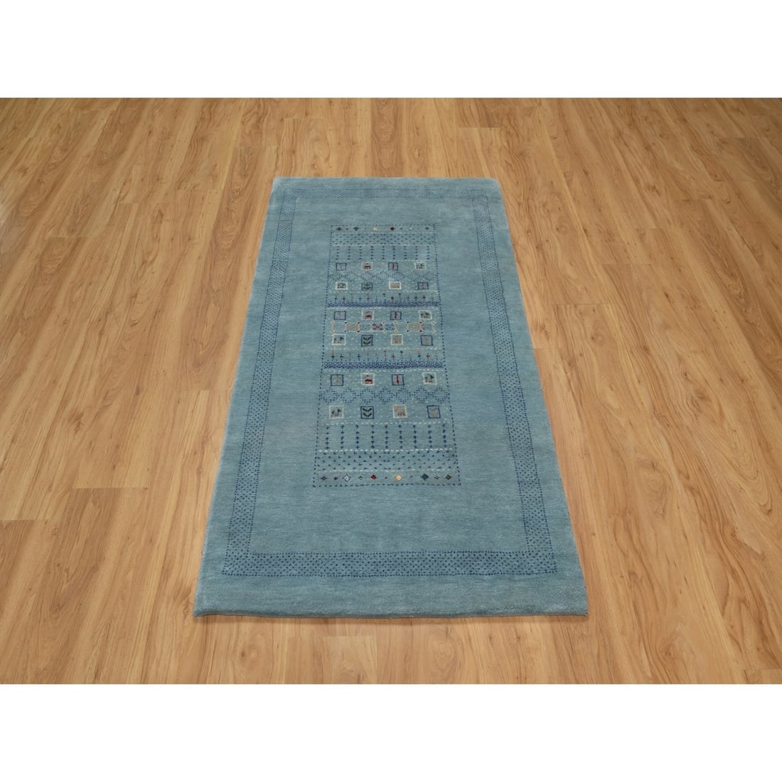 Blue Small Animal Figurines Lori Bust Gabbeh Hand Knotted Wool Rug - 2
