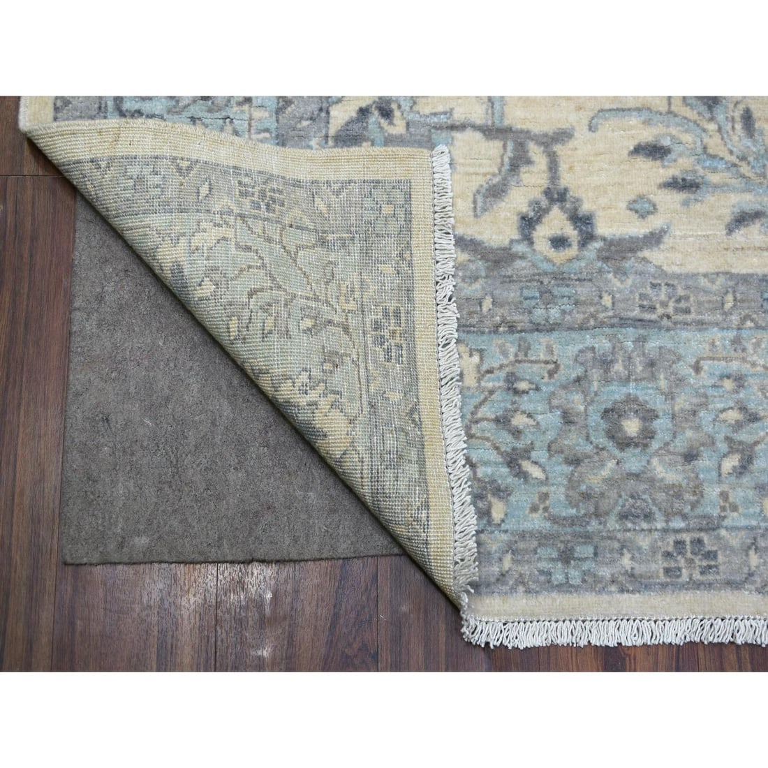 Ivory Wool Natural Dyes Hand Knotted Fine Peshawar Heriz Design Rug - 3