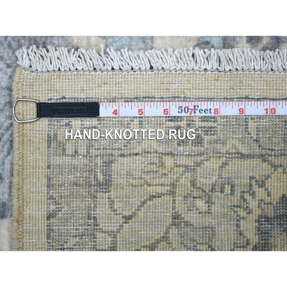 Ivory Wool Natural Dyes Hand Knotted Fine Peshawar Heriz Design Rug - 7
