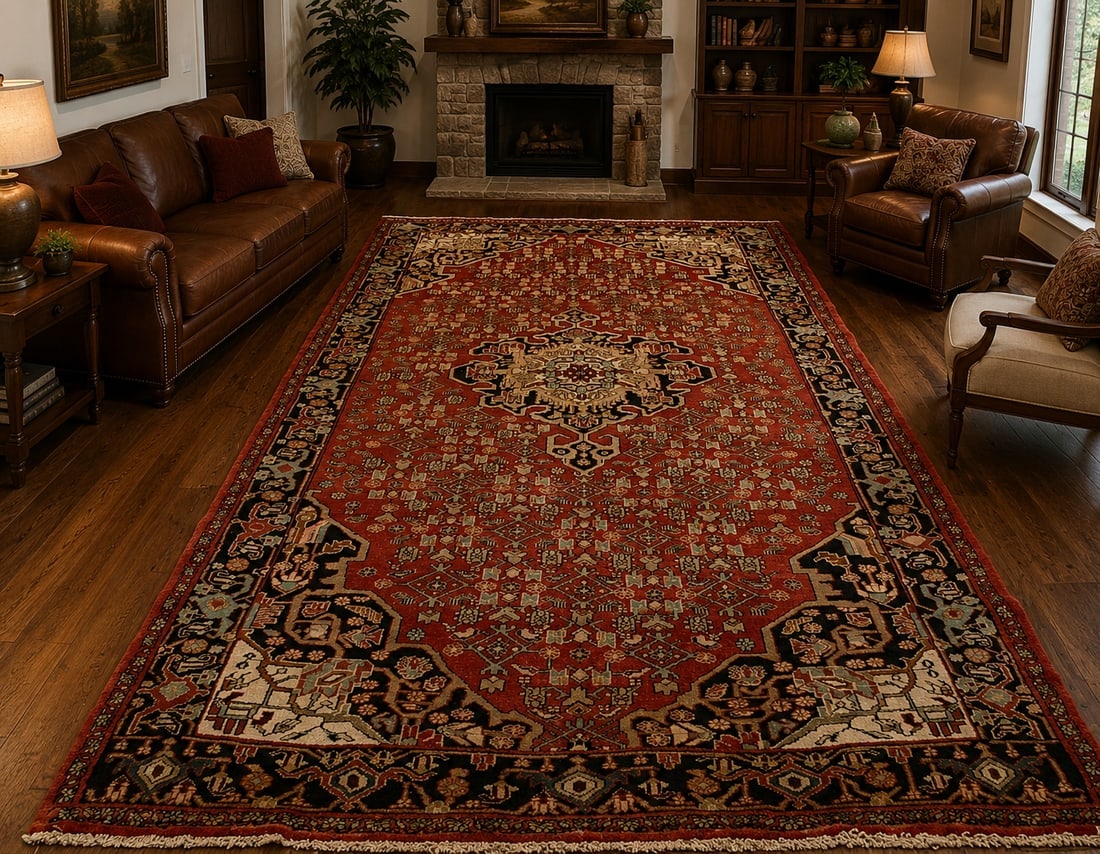 Persian BIJAR RUG 4.6 x 8.3: Title: Persian BIJAR RUG 4.6 x 8.3 Descritpion:OLD,ANTIQUE HIGHLY DETAILED CLASSIC VILLAGE WOVEN Persain BIJAR ORIENTAL RUG with exact size of 4' 6" x 8' 3" ....Detailed design field fine and delicate