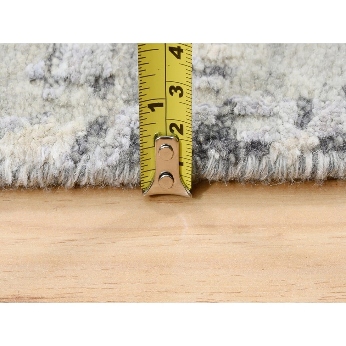 Taupe Wool and Silk Abstract with Mosaic Design Hand Knotted Rug - 7