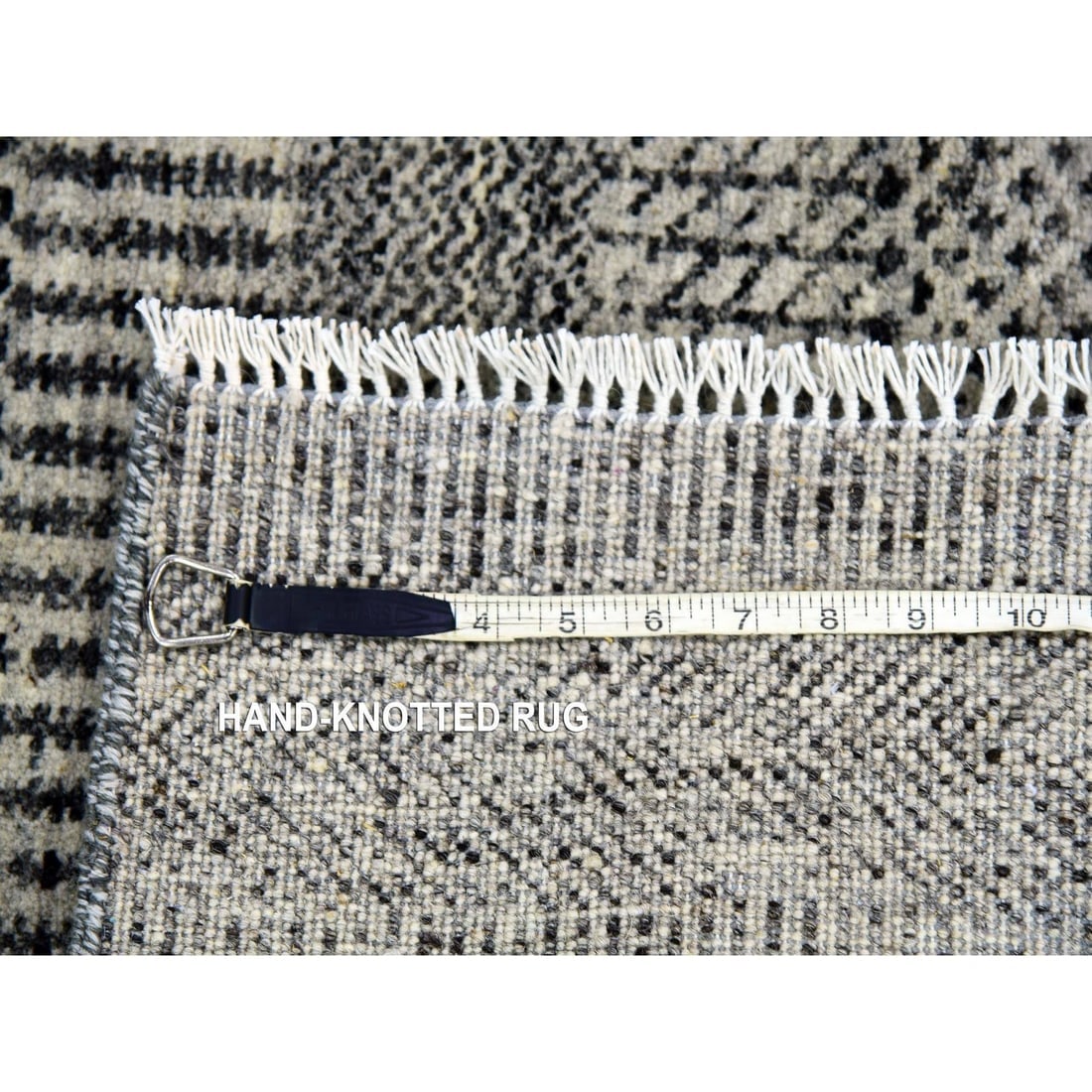 Gentle Gray Modern Hand Knotted Grass Design Undyed Wool Mat Rug - 4