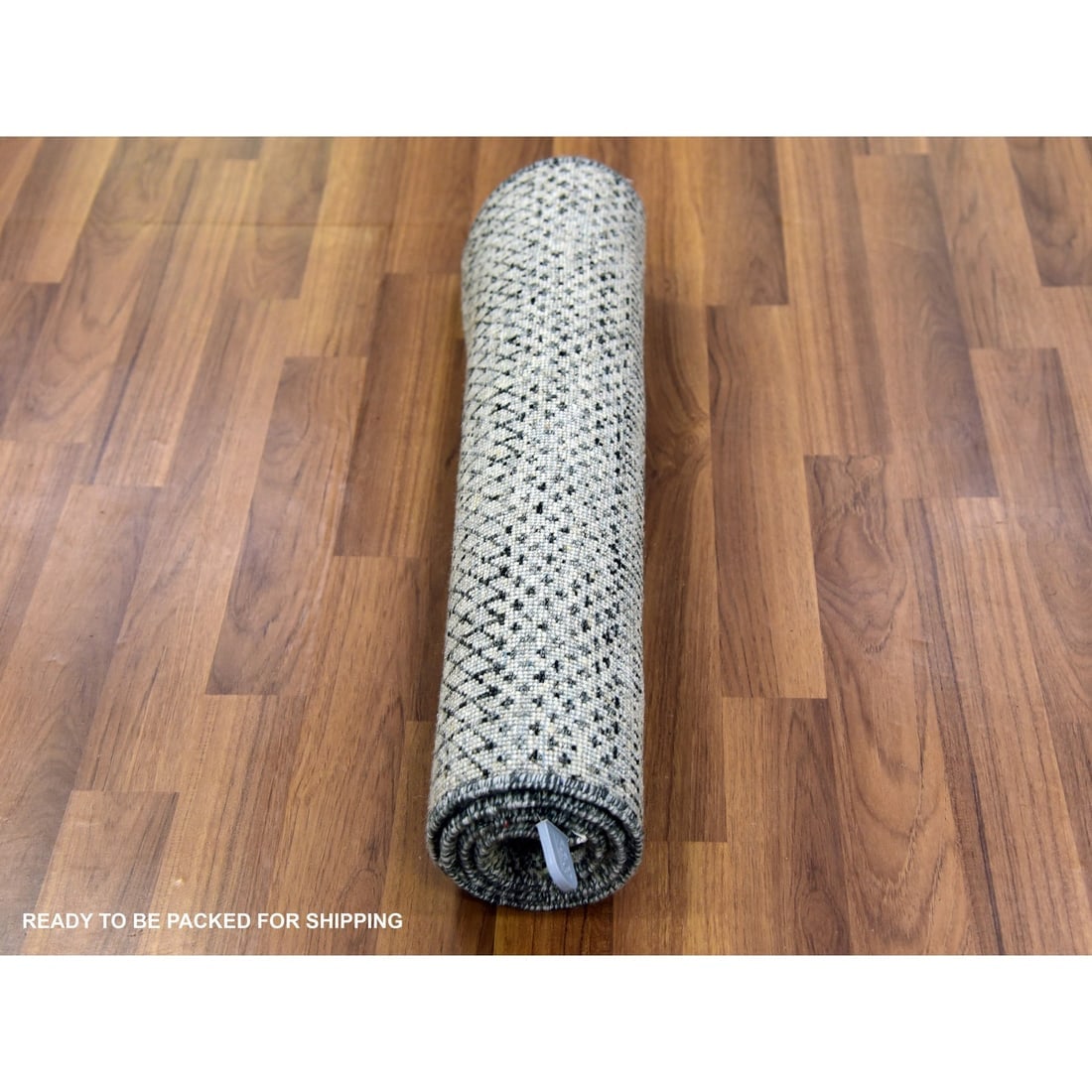Gentle Gray Modern Hand Knotted Grass Design Undyed Wool Mat Rug - 5