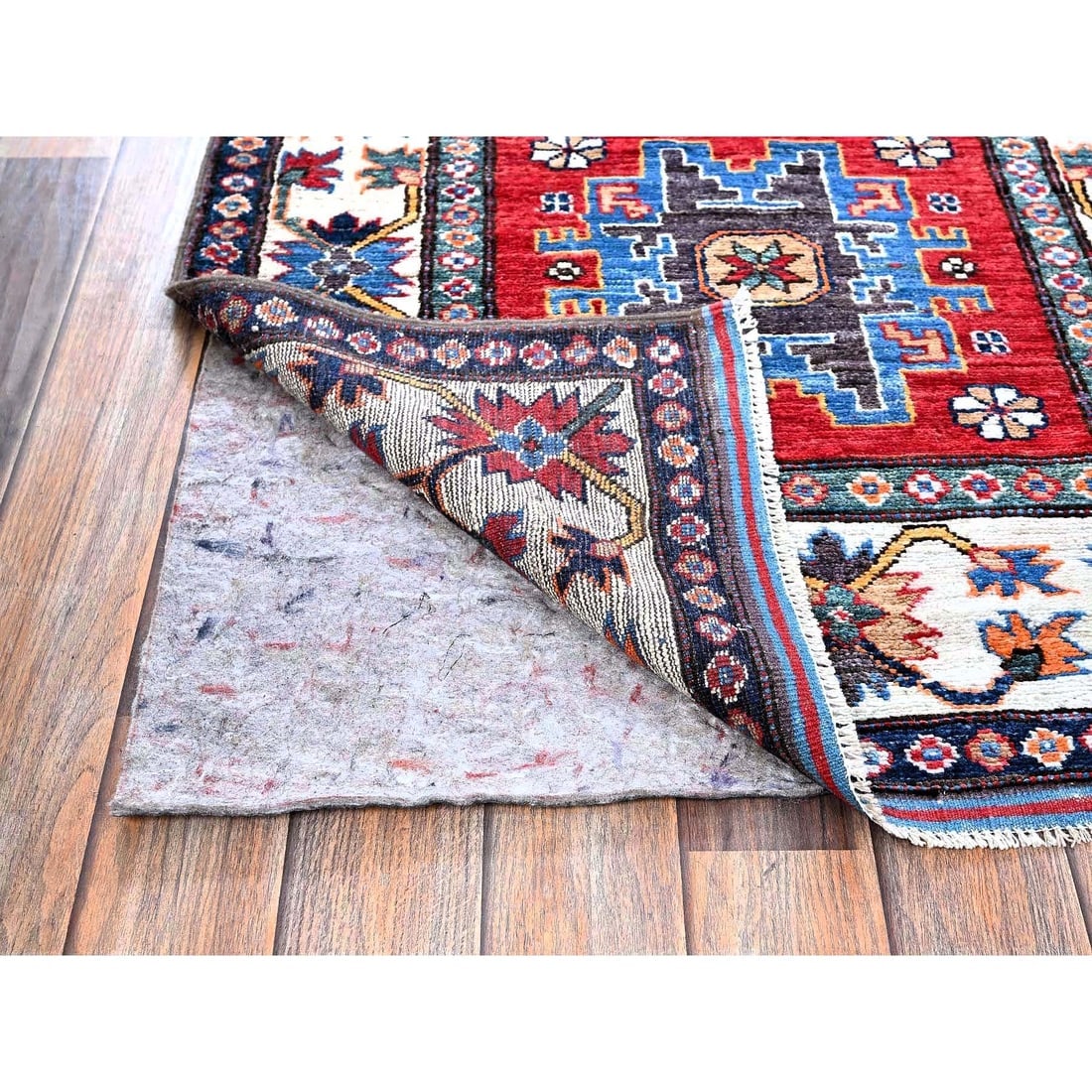 Colorful Caucasian Design Revival Soft Wool Hand Knotted Runner Rug - 3
