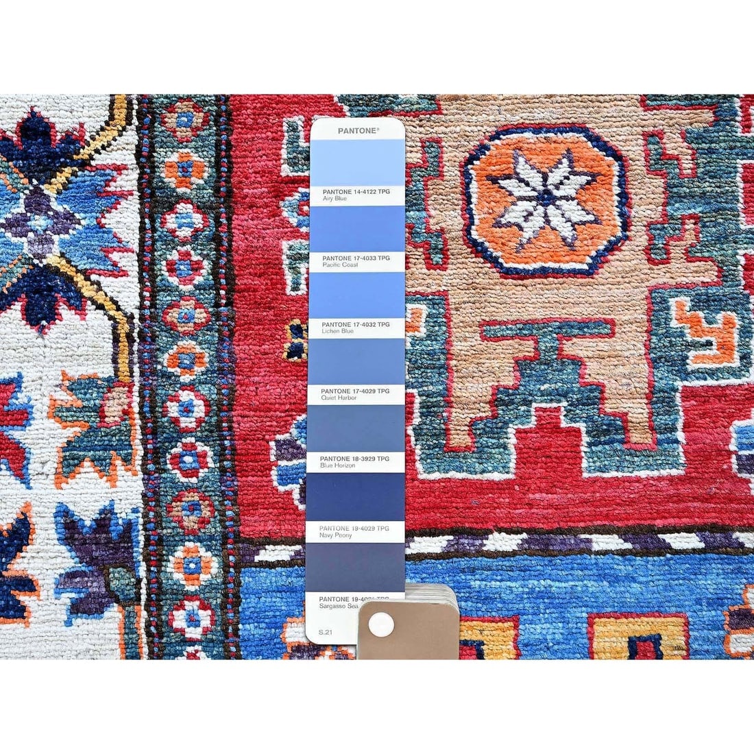 Colorful Caucasian Design Revival Soft Wool Hand Knotted Runner Rug - 4