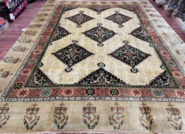 Indo-Persian Camel Hair Serab Room size Rug-2284 - 7