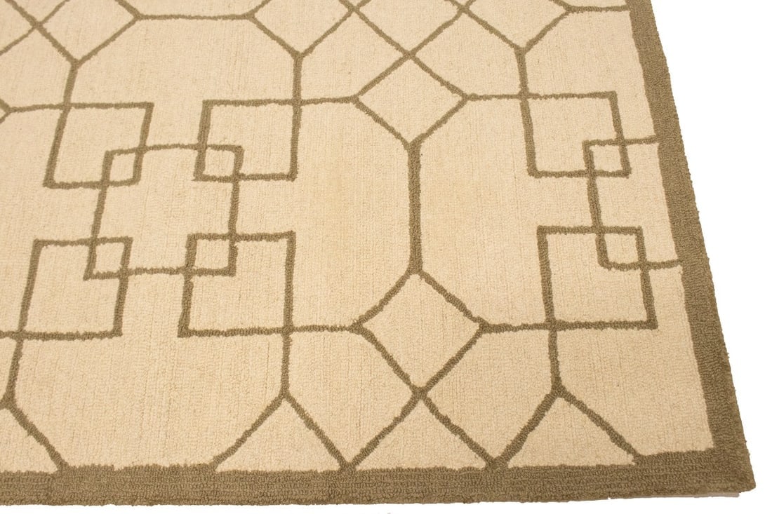 Cream & Brown Geometric 5X8 Hand-Tufted Modern Rug - 10
