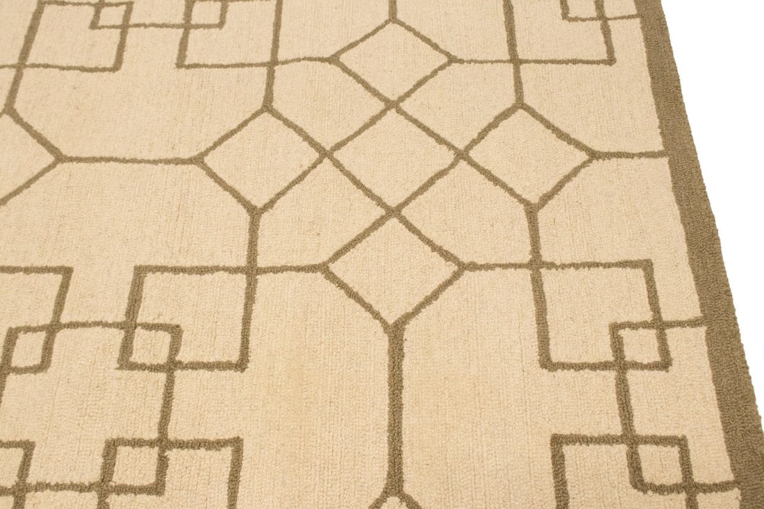 Cream & Brown Geometric 5X8 Hand-Tufted Modern Rug - 11