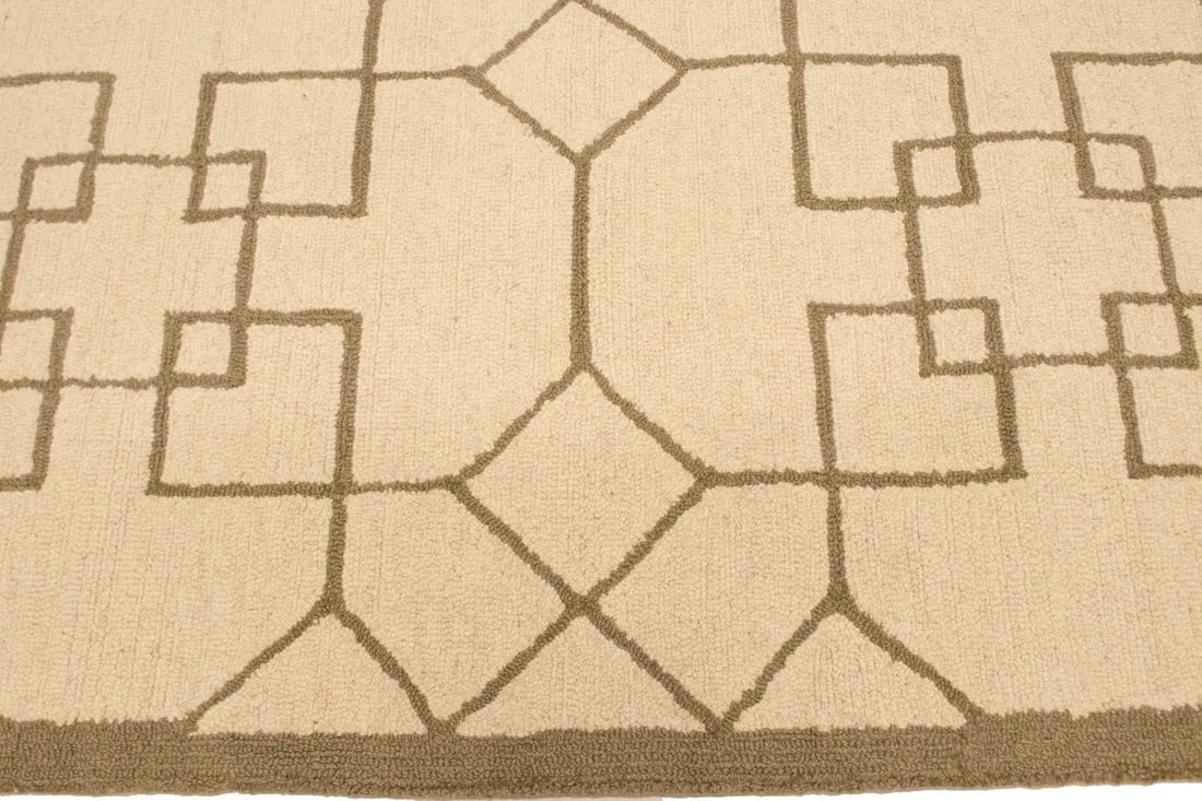 Cream & Brown Geometric 5X8 Hand-Tufted Modern Rug - 12