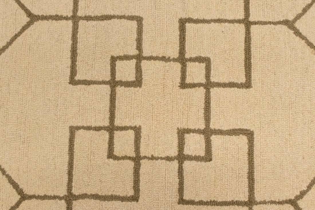 Cream & Brown Geometric 5X8 Hand-Tufted Modern Rug - 13