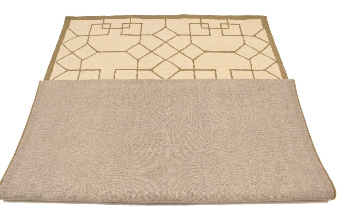 Cream & Brown Geometric 5X8 Hand-Tufted Modern Rug - 18