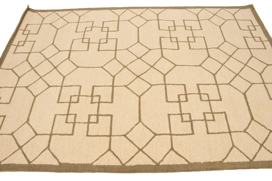 Cream & Brown Geometric 5X8 Hand-Tufted Modern Rug - 7