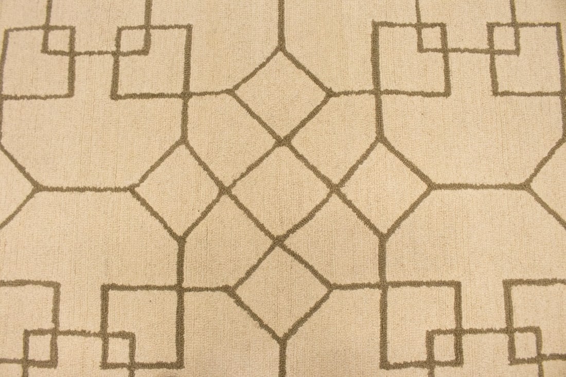 Cream & Brown Geometric 5X8 Hand-Tufted Modern Rug - 8