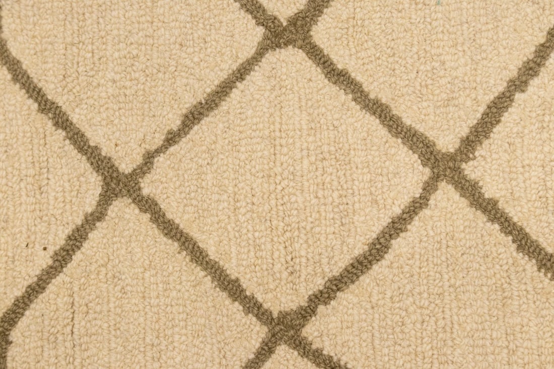 Cream & Brown Geometric 5X8 Hand-Tufted Modern Rug - 9