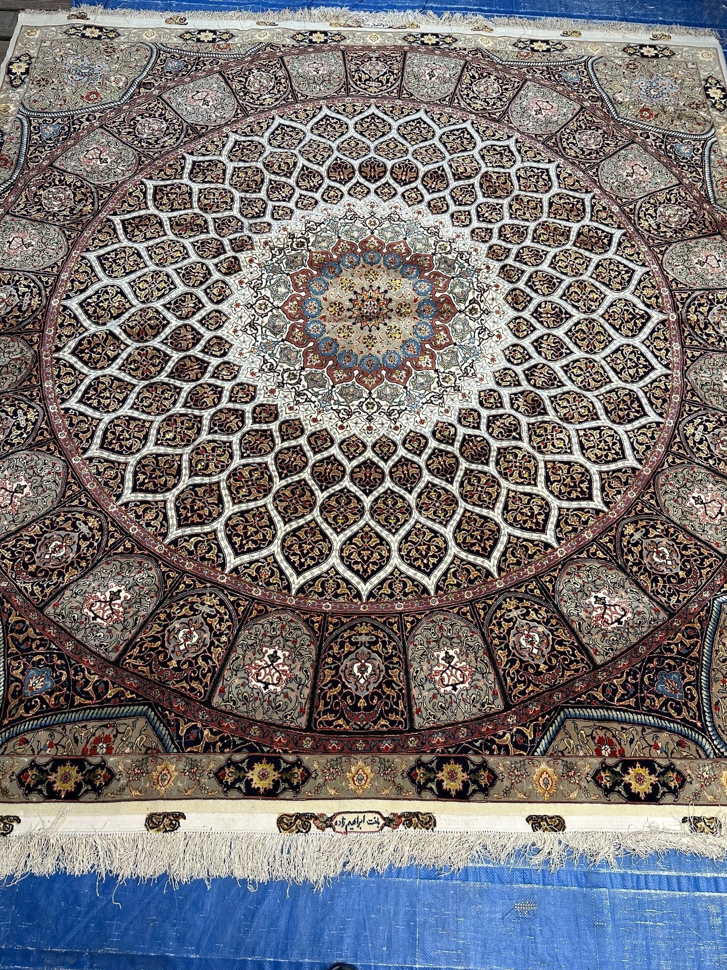 Very Fine Hand Knotted Persian Silk&Wool 60 Raj Tabriz Rug 8.2x8.2 ft (1 of 8)