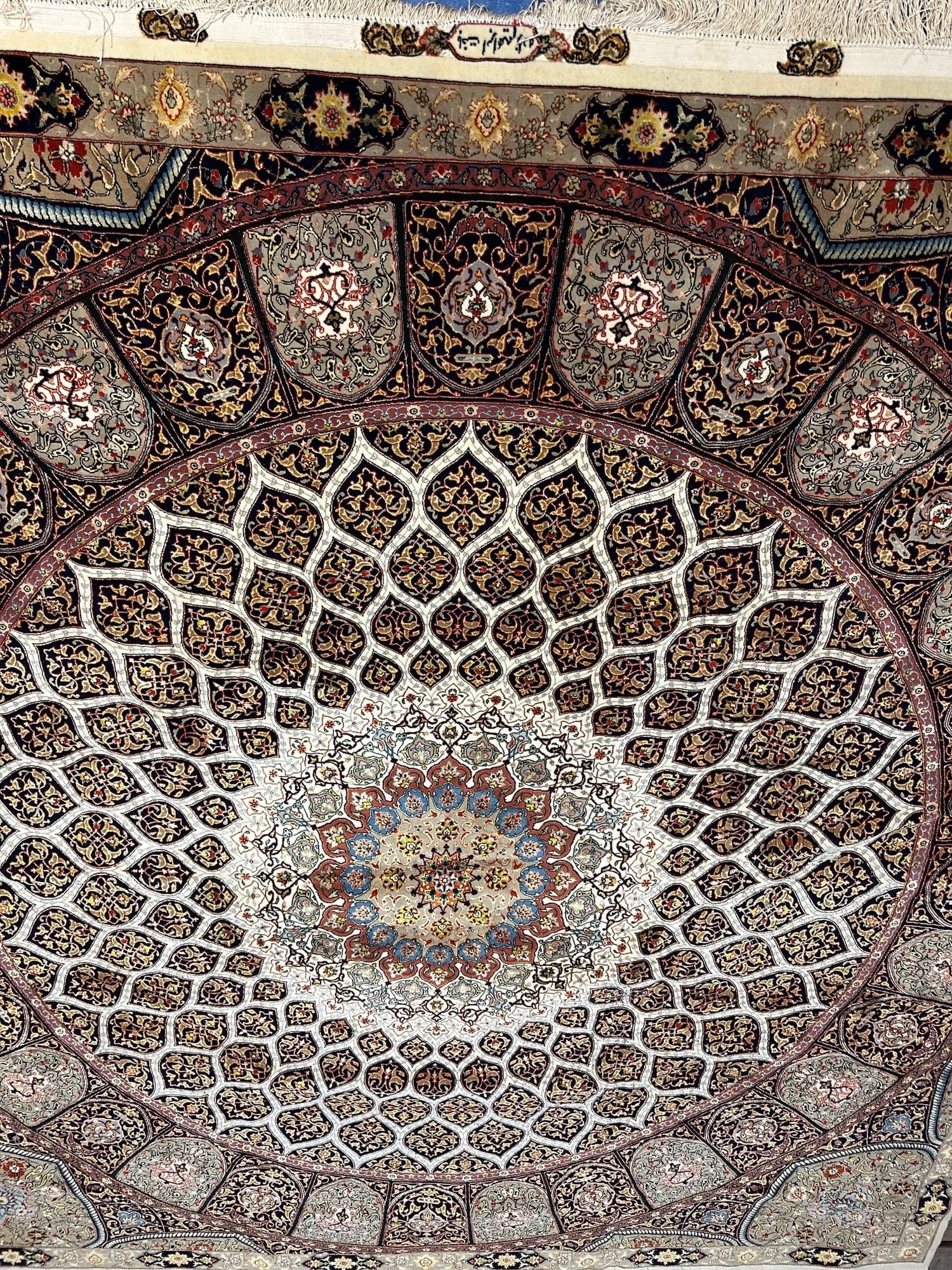 Very Fine Hand Knotted Persian Silk&Wool 60 Raj Tabriz Rug 8.2x8.2 ft - 5