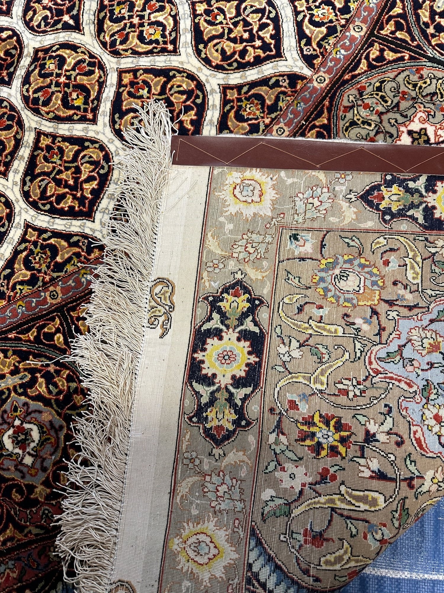 Very Fine Hand Knotted Persian Silk&Wool 60 Raj Tabriz Rug 8.2x8.2 ft - 8