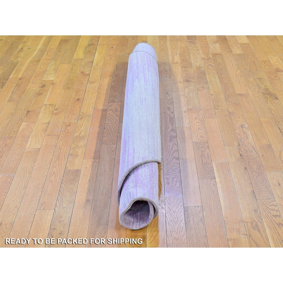 Pink Thick and Plush Pure Wool Ombre Design Hand Knotted Round Rug - 9