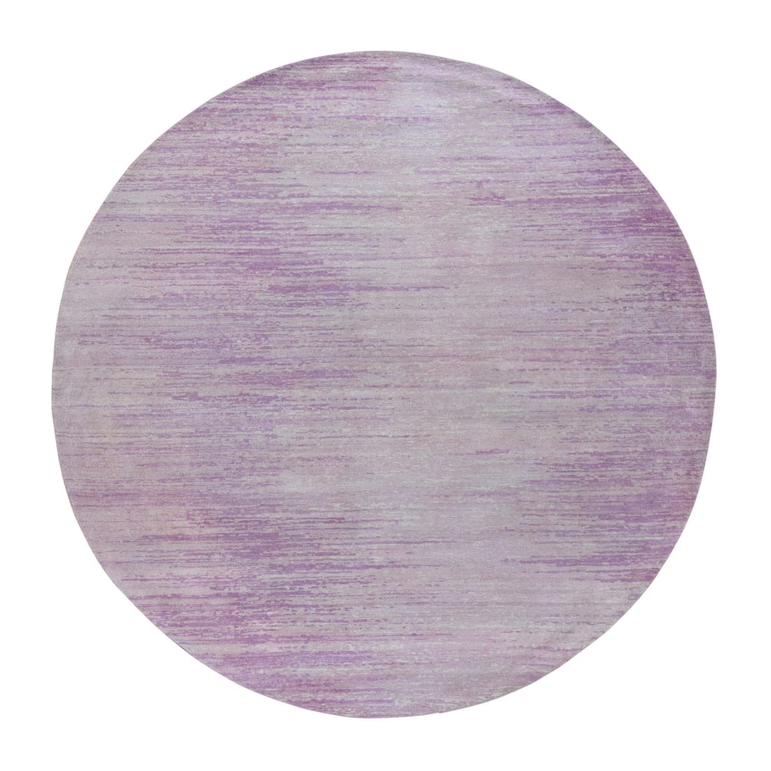 Pink Thick and Plush Pure Wool Ombre Design Hand Knotted Round Rug: Title: Pink Thick and Plush Pure Wool Ombre Design Hand Knotted Round Rug Description:This is a truly genuine one-of-a-kind. It has been Knotted for months and months in the centuries-old weaving