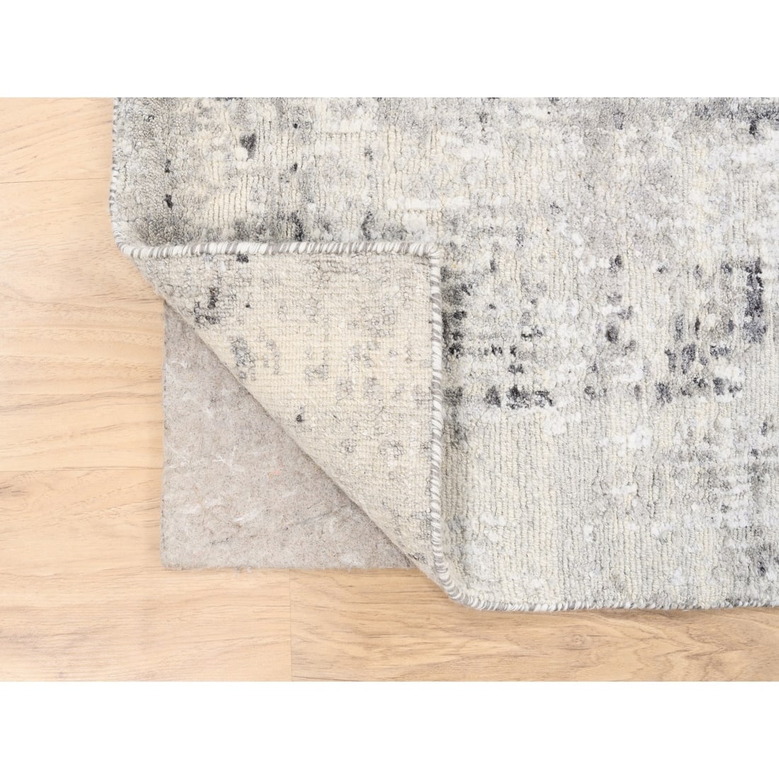 Hand Spun Undyed Natural Wool Modern Hand Knotted Beige Runner Rug - 3