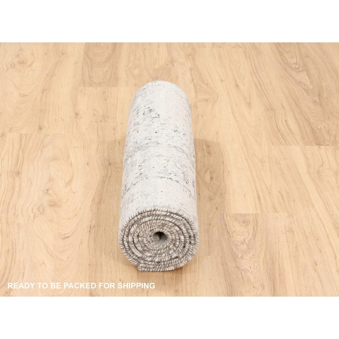 Hand Spun Undyed Natural Wool Modern Hand Knotted Beige Runner Rug - 6