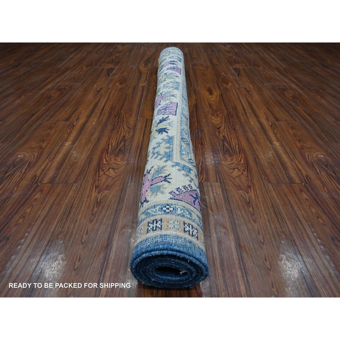 Chelsea Blue Fusion Kazak Soft Shiny Wool Hand Knotted Oriental Rug - 4