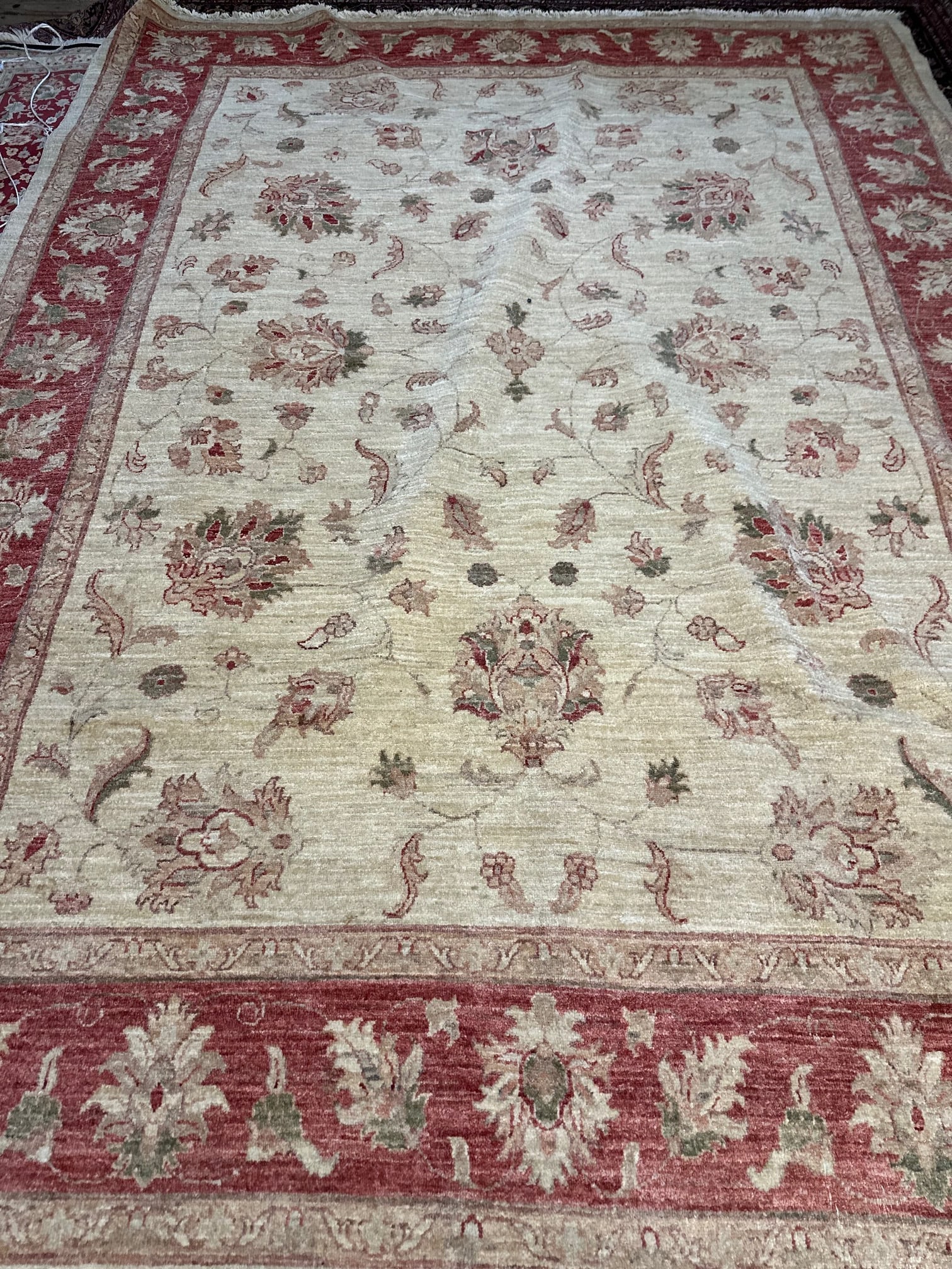 Hand Knotted Oushak-10.6x7.10: Title:Hand Knotted Oushak-10.6x7.10 Description:Hand Knotted Oushak-10.6x7.10 ft Size:10.6x7.10 ft Circa:1980 Origin: Material:100 %Wool Reserve: $700.00 Shipping: Domestic: Flat-rate of $145.00 to
