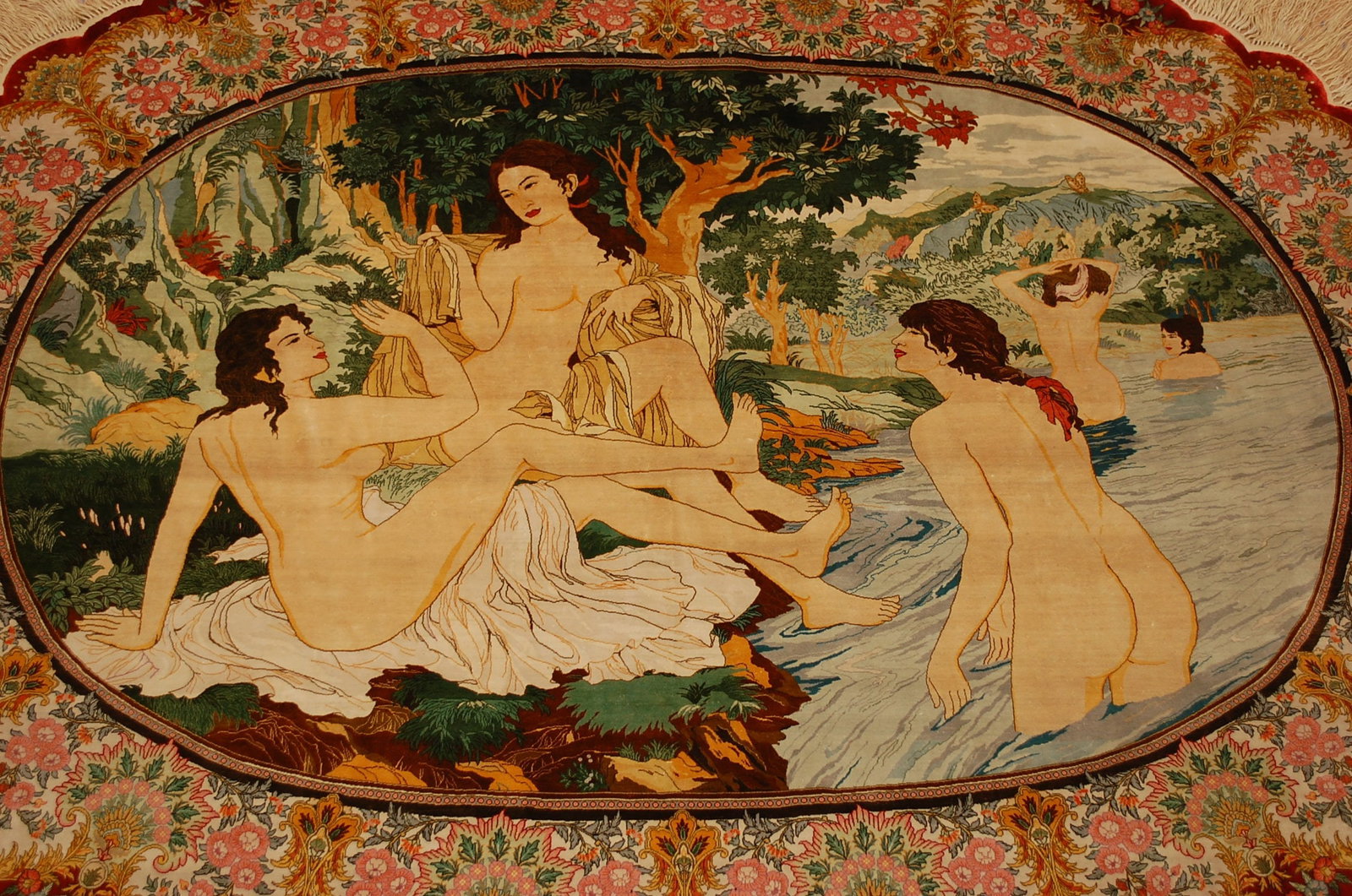 Persain QUME RUG, BATH OF DIANA ,3.6x4.10 - 11