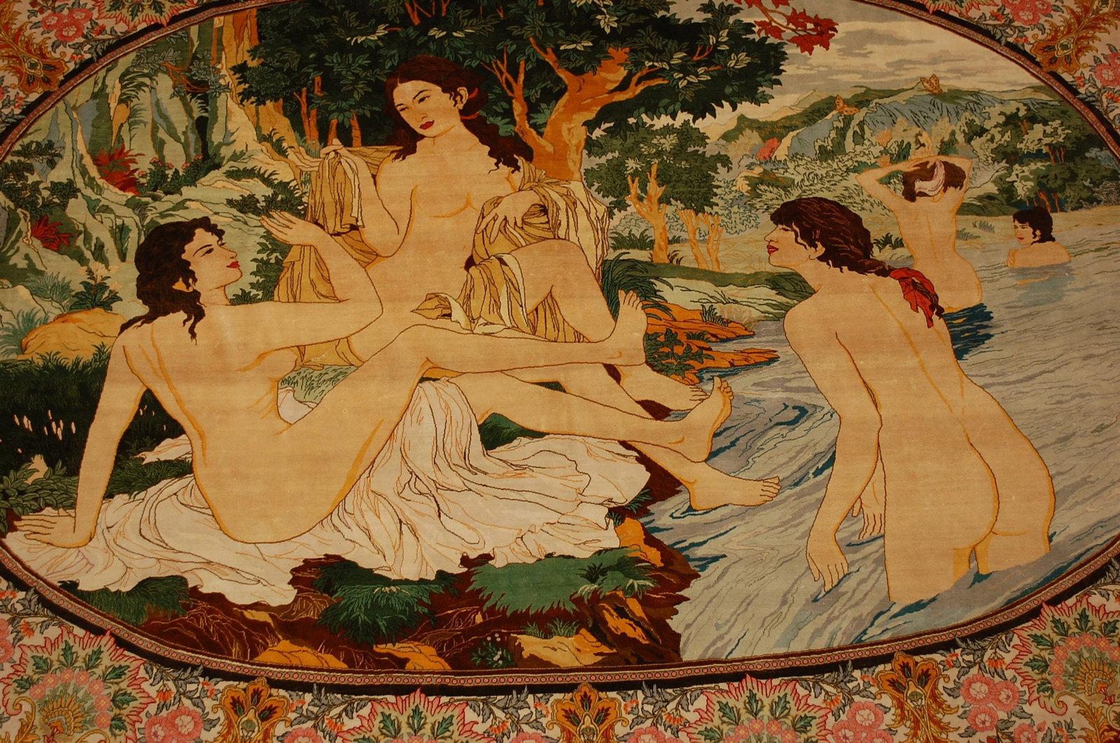 Persain QUME RUG, BATH OF DIANA ,3.6x4.10 - 3