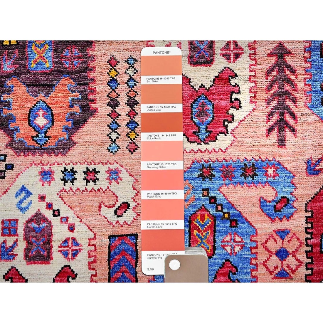 Peach Color Caucasian Design Revival Hand Knotted Wool Oriental Rug - 4