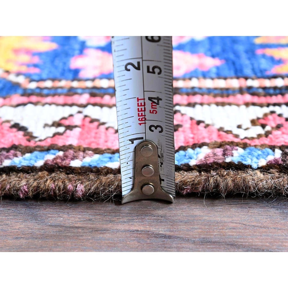 Peach Color Caucasian Design Revival Hand Knotted Wool Oriental Rug - 6