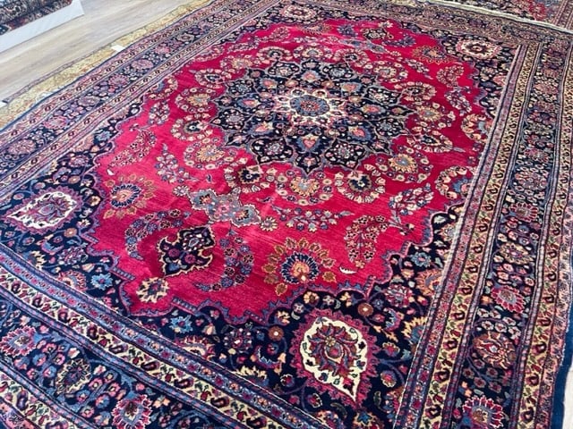 Singed Antque Persian Mashad Rug-4169 - 3