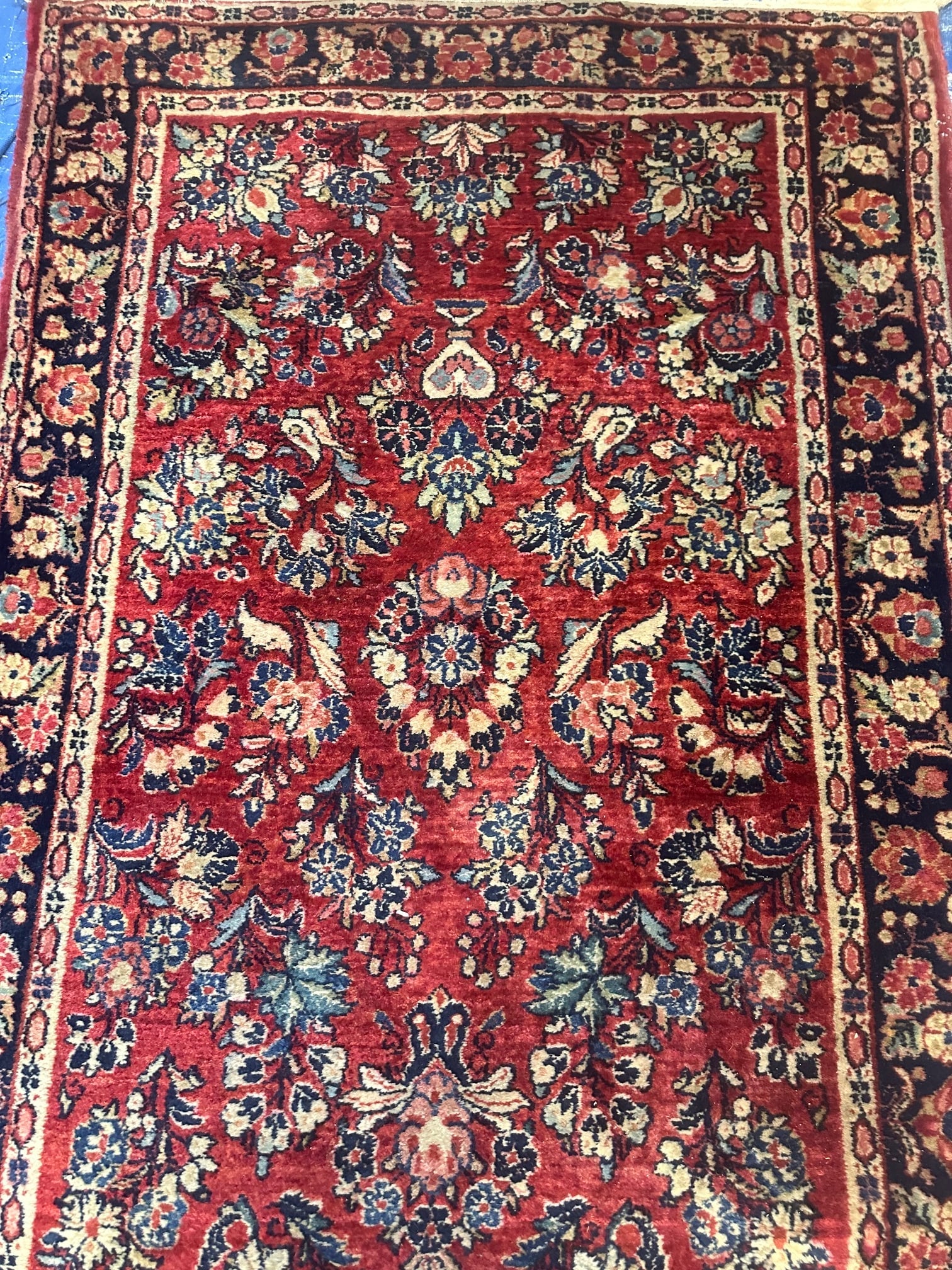 Hand Knotted Persian Sarouk Rug -3.4x10.8 ft - 4