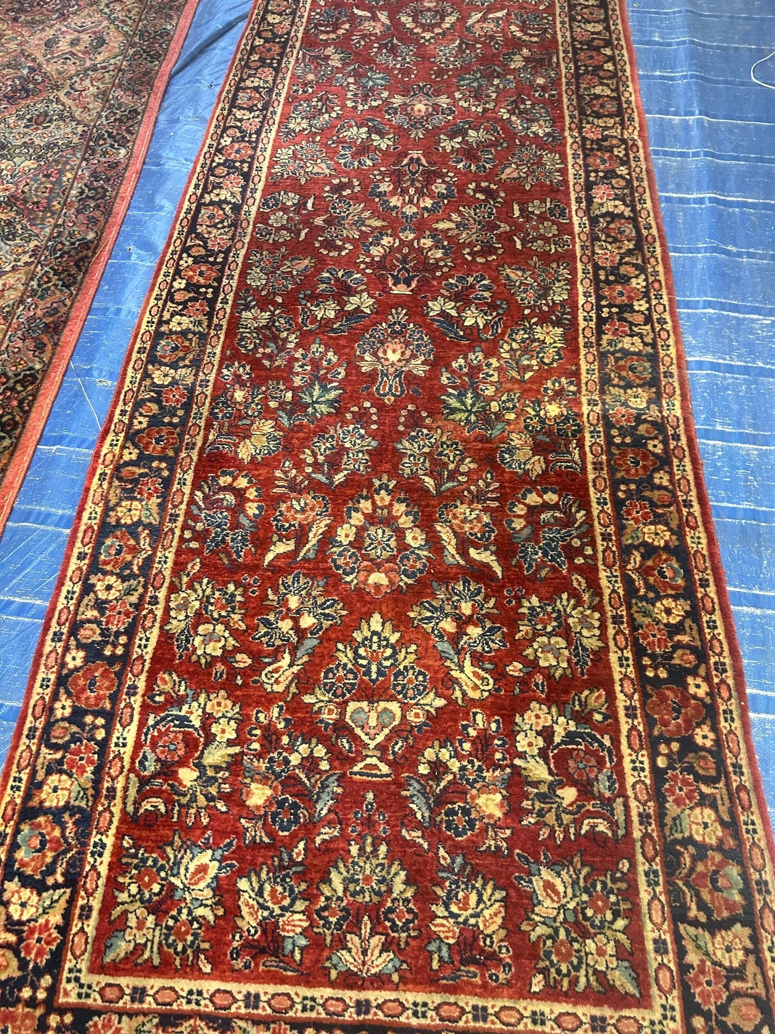 Hand Knotted Persian Sarouk Rug -3.4x10.8 ft - 8