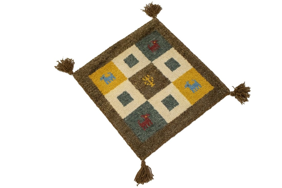 Multicolored Modern Tribal 1'5X1'5 Indo-Gabbeh Oriental Square Rug - 4