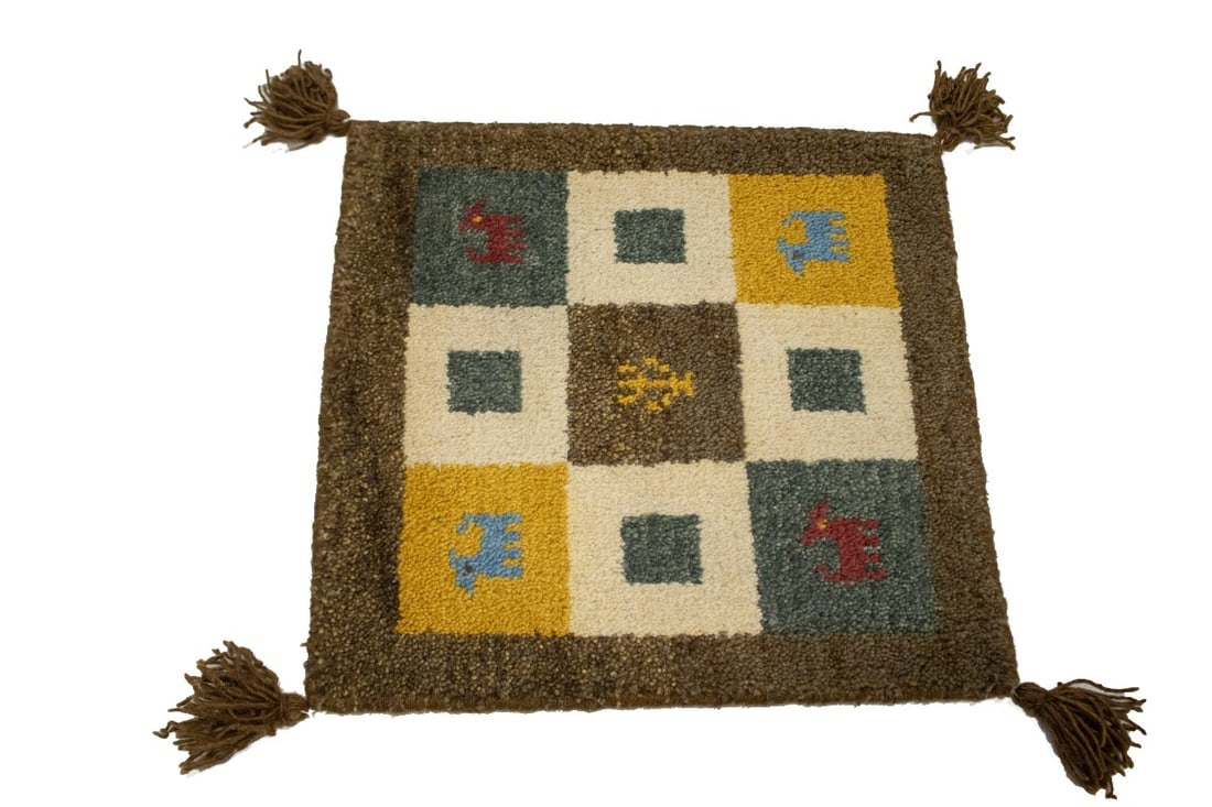 Multicolored Modern Tribal 1'5X1'5 Indo-Gabbeh Oriental Square Rug - 5