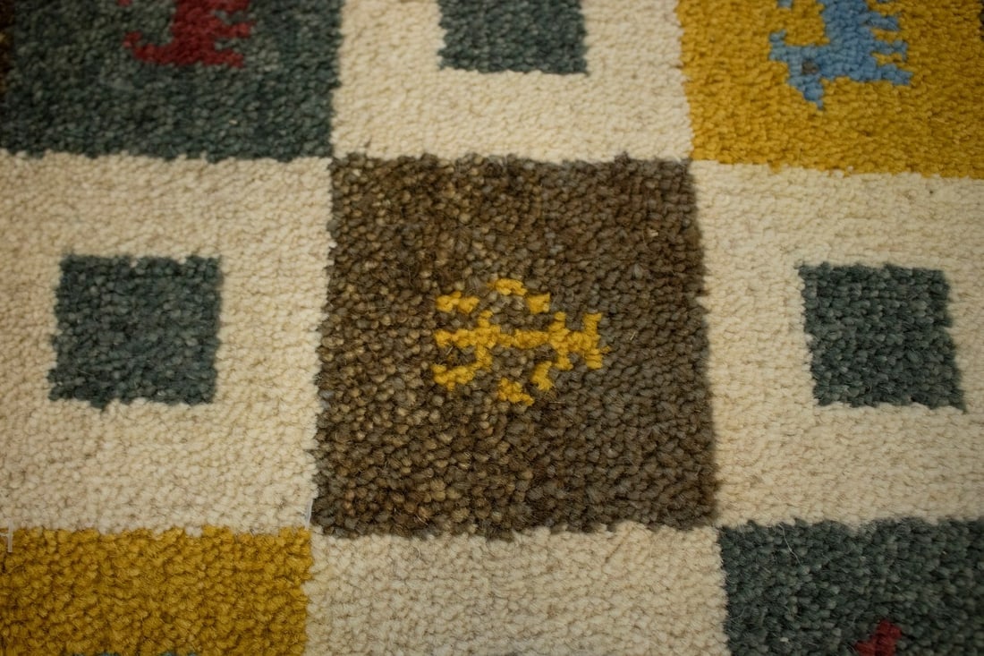 Multicolored Modern Tribal 1'5X1'5 Indo-Gabbeh Oriental Square Rug - 7