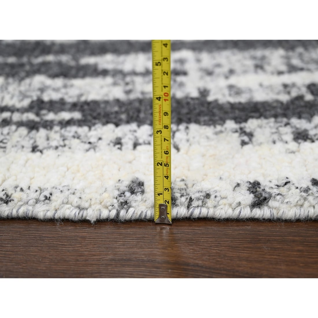 Black and Ivory Modern Design Organic Undyed Wool Oriental Rug - 10