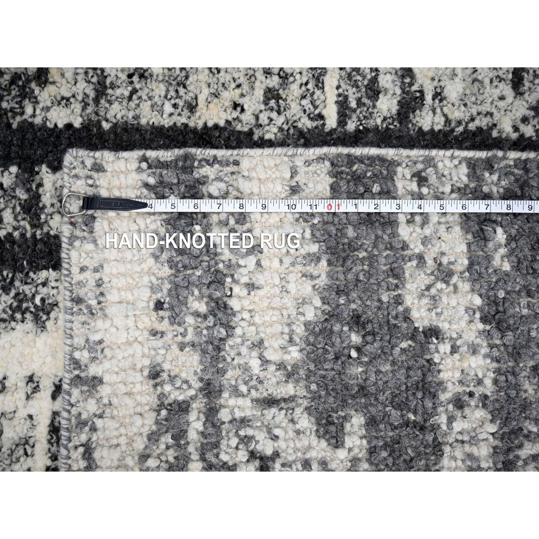 Black and Ivory Modern Design Organic Undyed Wool Oriental Rug - 11