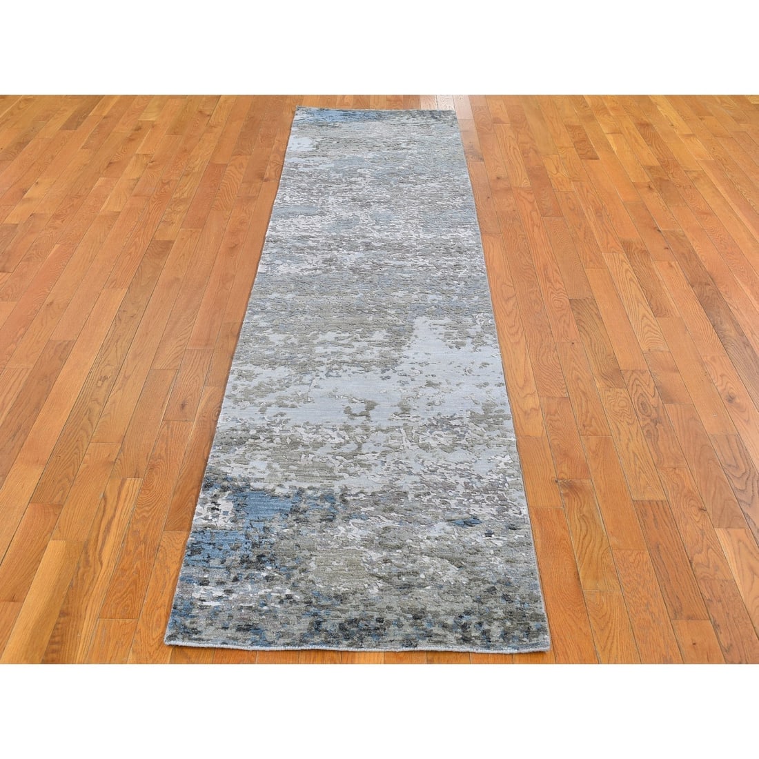 Abstract Design Wool & Silk Hi-Low Pile Denser Weave Hand Knotted Rug - 2