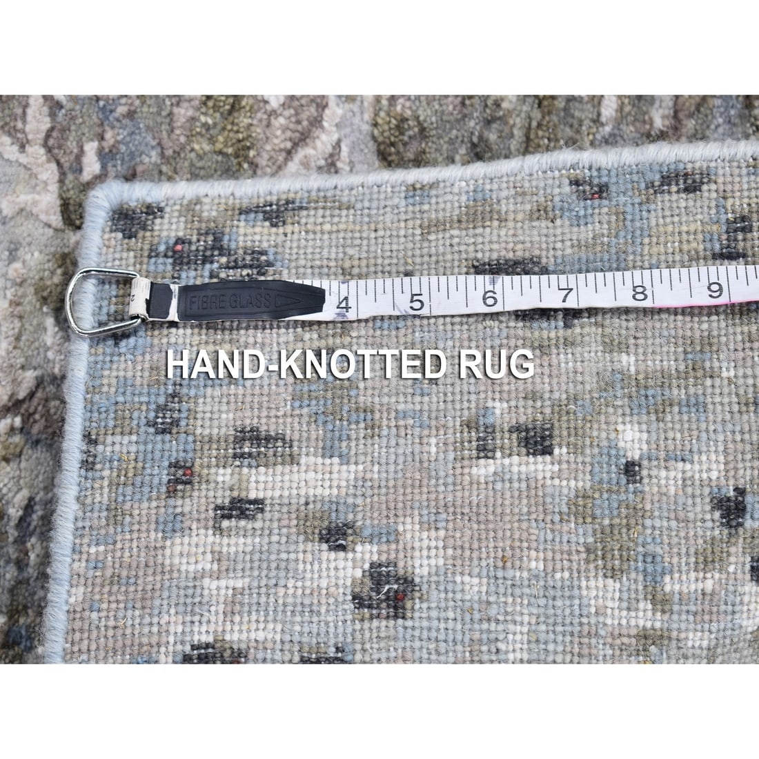Abstract Design Wool & Silk Hi-Low Pile Denser Weave Hand Knotted Rug - 7