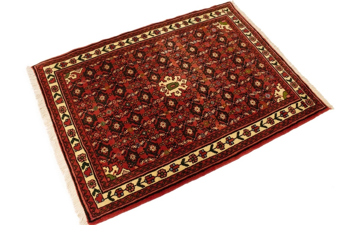 Bittersweet Red Tribal 4X5 Hamedan Persian Rug - 5