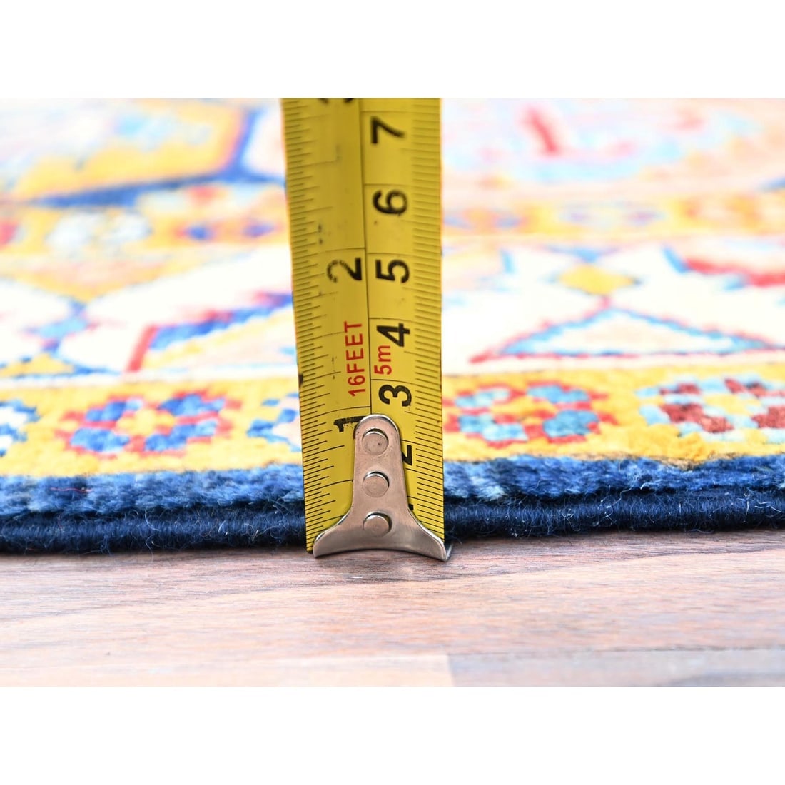 Blue Afghan Special Kazak Hand Knotted Wool Wide Runner Oriental Rug - 6