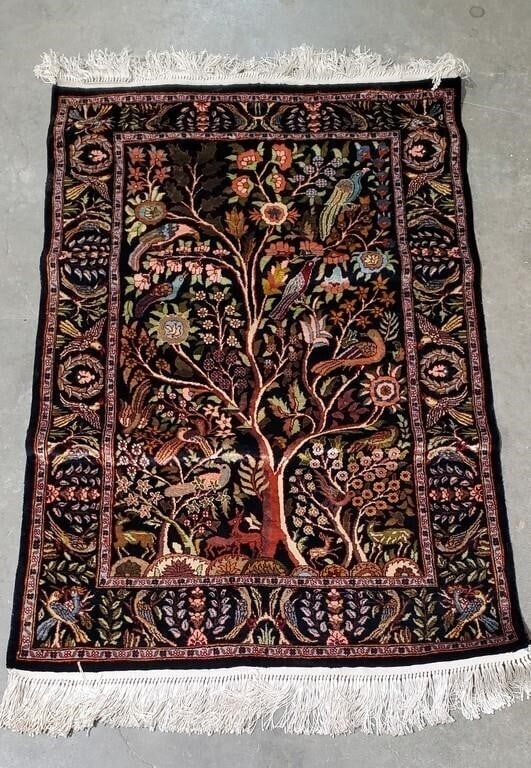 Hand Knotted Hereke silk Rug 3.5x2.4 ft - 3