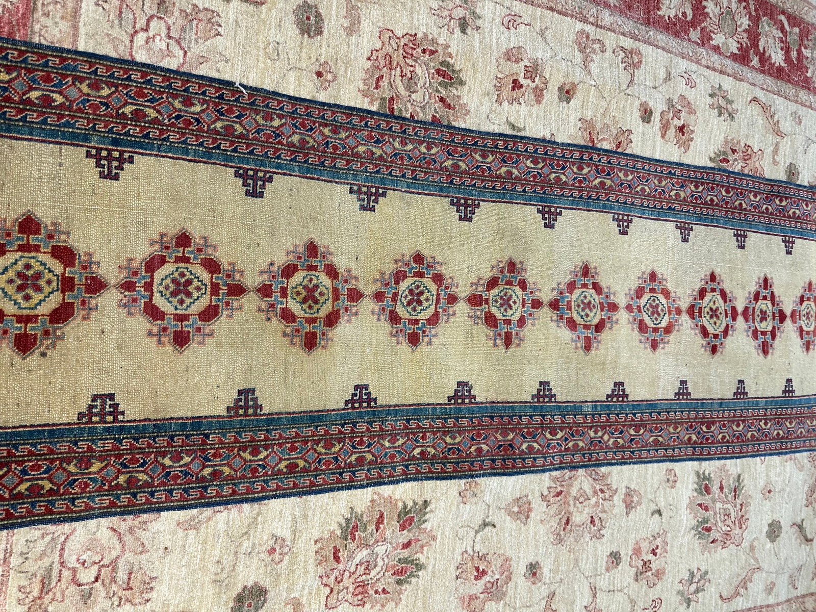 Hand Knotrted Oushak Rug -10.9x2.8 ft - 5