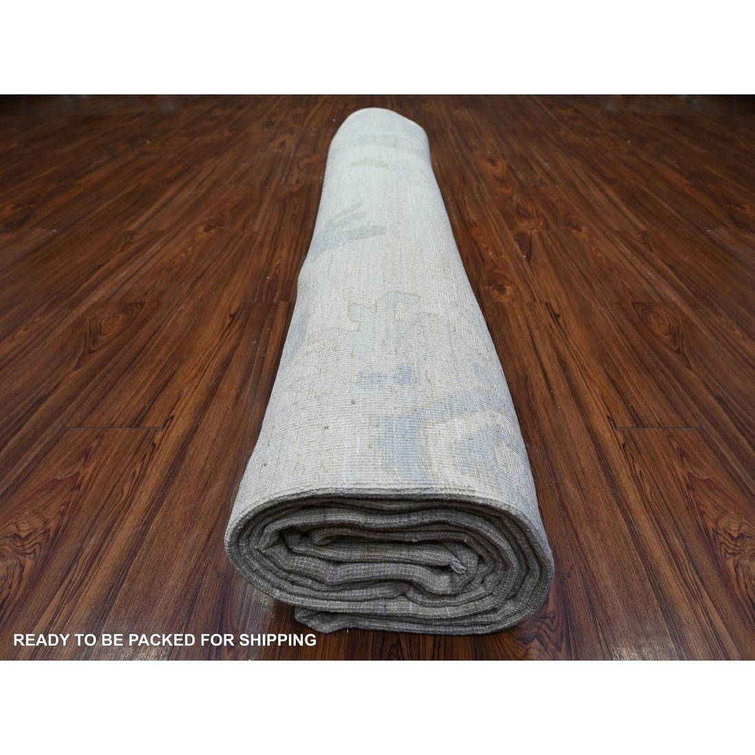 Smoky White Wool Hand Knotted Afghan Angora Oushak Oversized Rug - 9